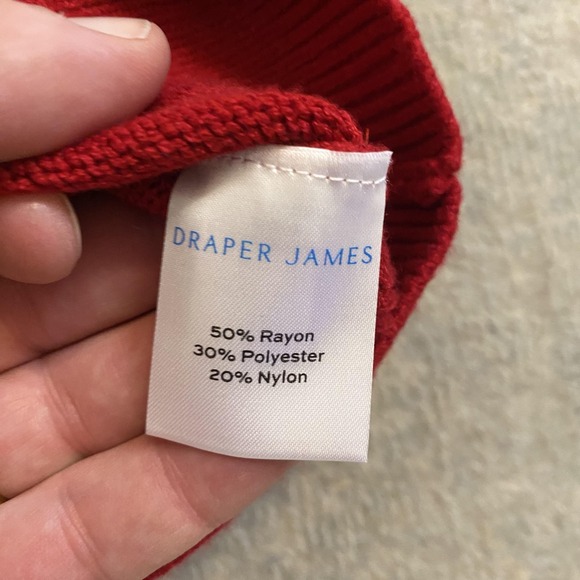 Draper James Sweater Womens XS Red Pearl Beaded Puff Sleeve Anthropologie - Picture 7 of 9